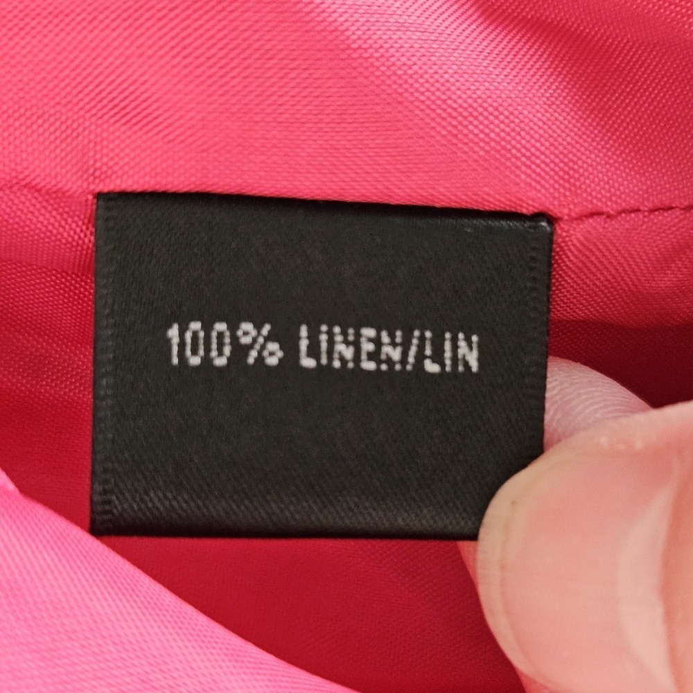 NWT Lafayette 148 New York Linen Blouse Women 14 Petite Pink Hand-Beaded Luxury - Picture 8 of 9